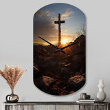 Religious Cross Resurrections Promise - Asymmetric Metal Wall Clock