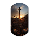 Religious Cross Resurrections Promise - Asymmetric Metal Wall Clock