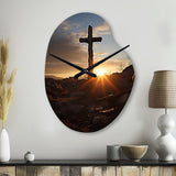 Religious Cross Resurrections Promise - Asymmetric Metal Wall Clock