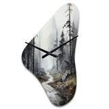 Meandering Road Through Forest - Asymmetric Metal Wall Clock