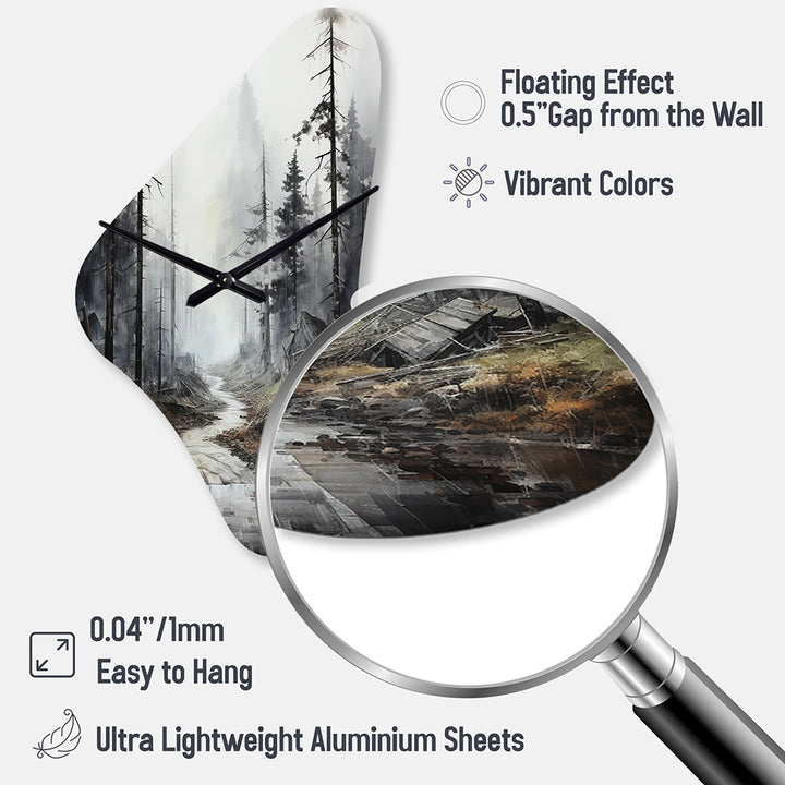 Meandering Road Through Forest - Asymmetric Metal Wall Clock