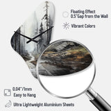 Meandering Road Through Forest - Asymmetric Metal Wall Clock