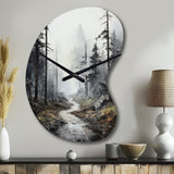 Meandering Road Through Forest - Asymmetric Metal Wall Clock