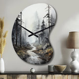 Meandering Road Through Forest - Asymmetric Metal Wall Clock