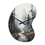 Meandering Road Through Forest - Asymmetric Metal Wall Clock