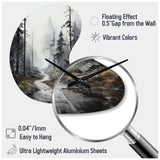 Meandering Road Through Forest - Asymmetric Metal Wall Clock