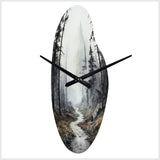 Meandering Road Through Forest - Asymmetric Metal Wall Clock