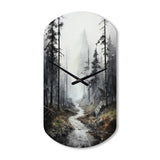 Meandering Road Through Forest - Asymmetric Metal Wall Clock