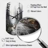 Meandering Road Through Forest - Asymmetric Metal Wall Clock