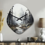 Meandering Road Through Forest - Asymmetric Metal Wall Clock