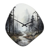 Meandering Road Through Forest - Asymmetric Metal Wall Clock