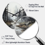 Meandering Road Through Forest - Asymmetric Metal Wall Clock