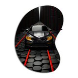 Black Car Abstract Background - Asymmetric Metal Wall Clock