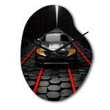 Black Car Abstract Background - Asymmetric Metal Wall Clock