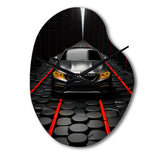Black Car Abstract Background - Asymmetric Metal Wall Clock