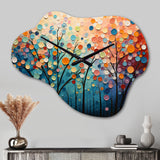 Romantic Forest Pointillism Landscape - Asymmetric Metal Wall Clock