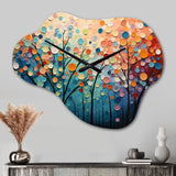 Romantic Forest Pointillism Landscape - Asymmetric Metal Wall Clock