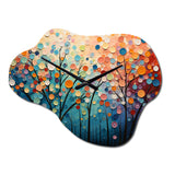 Romantic Forest Pointillism Landscape - Asymmetric Metal Wall Clock