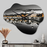 Black And White Rome Cityscape - Asymmetric Metal Wall Clock