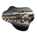 Black And White Rome Cityscape - Asymmetric Metal Wall Clock