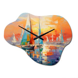 Sailboat Abstract Coastal Symphony II - Asymmetric Metal Wall Clock