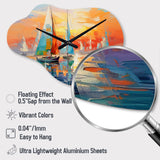 Sailboat Abstract Coastal Symphony II - Asymmetric Metal Wall Clock