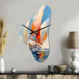 Sailboat Abstract Winds I - Asymmetric Metal Wall Clock