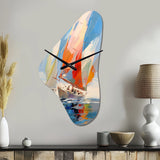 Sailboat Abstract Winds I - Asymmetric Metal Wall Clock