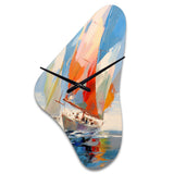 Sailboat Abstract Winds I - Asymmetric Metal Wall Clock