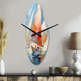Sailboat Abstract Winds I - Asymmetric Metal Wall Clock