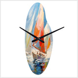 Sailboat Abstract Winds I - Asymmetric Metal Wall Clock