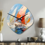 Sailboat Abstract Winds I - Asymmetric Metal Wall Clock