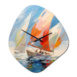 Sailboat Abstract Winds I - Asymmetric Metal Wall Clock