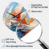 Sailboat Abstract Winds I - Asymmetric Metal Wall Clock