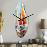 Sailboat Abstract Winds II - Asymmetric Metal Wall Clock