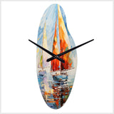 Sailboat Abstract Winds II - Asymmetric Metal Wall Clock