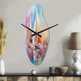 Sailboat Abstract Winds III - Asymmetric Metal Wall Clock