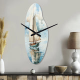 Minimalism Sailboat Serene II - Asymmetric Metal Wall Clock