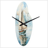 Minimalism Sailboat Serene II - Asymmetric Metal Wall Clock