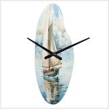 Minimalism Sailboat Serene II - Asymmetric Metal Wall Clock
