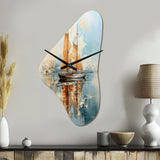Minimalism Sailboat Serene III - Asymmetric Metal Wall Clock