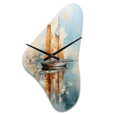 Minimalism Sailboat Serene III - Asymmetric Metal Wall Clock