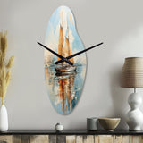 Minimalism Sailboat Serene III - Asymmetric Metal Wall Clock