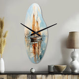Minimalism Sailboat Serene III - Asymmetric Metal Wall Clock