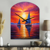 Sailboat Sunset Sails - Asymmetric Metal Wall Clock