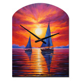 Sailboat Sunset Sails - Asymmetric Metal Wall Clock