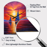 Sailboat Sunset Sails - Asymmetric Metal Wall Clock