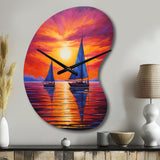 Sailboat Sunset Sails - Asymmetric Metal Wall Clock