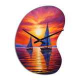 Sailboat Sunset Sails - Asymmetric Metal Wall Clock