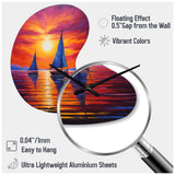 Sailboat Sunset Sails - Asymmetric Metal Wall Clock